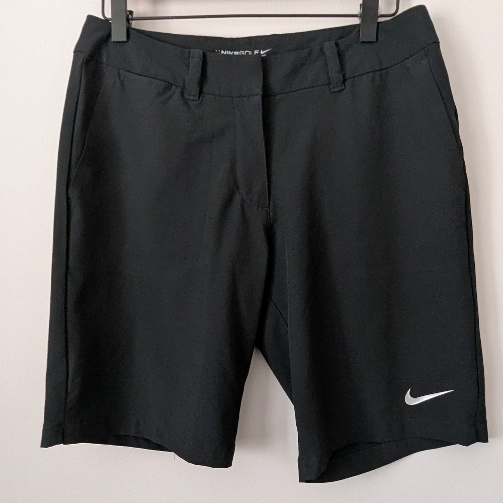 Nike Victory Dri-Fit NikeGolf Flat Front Zip Shorts 8" Size 4 Black 725768 EUC